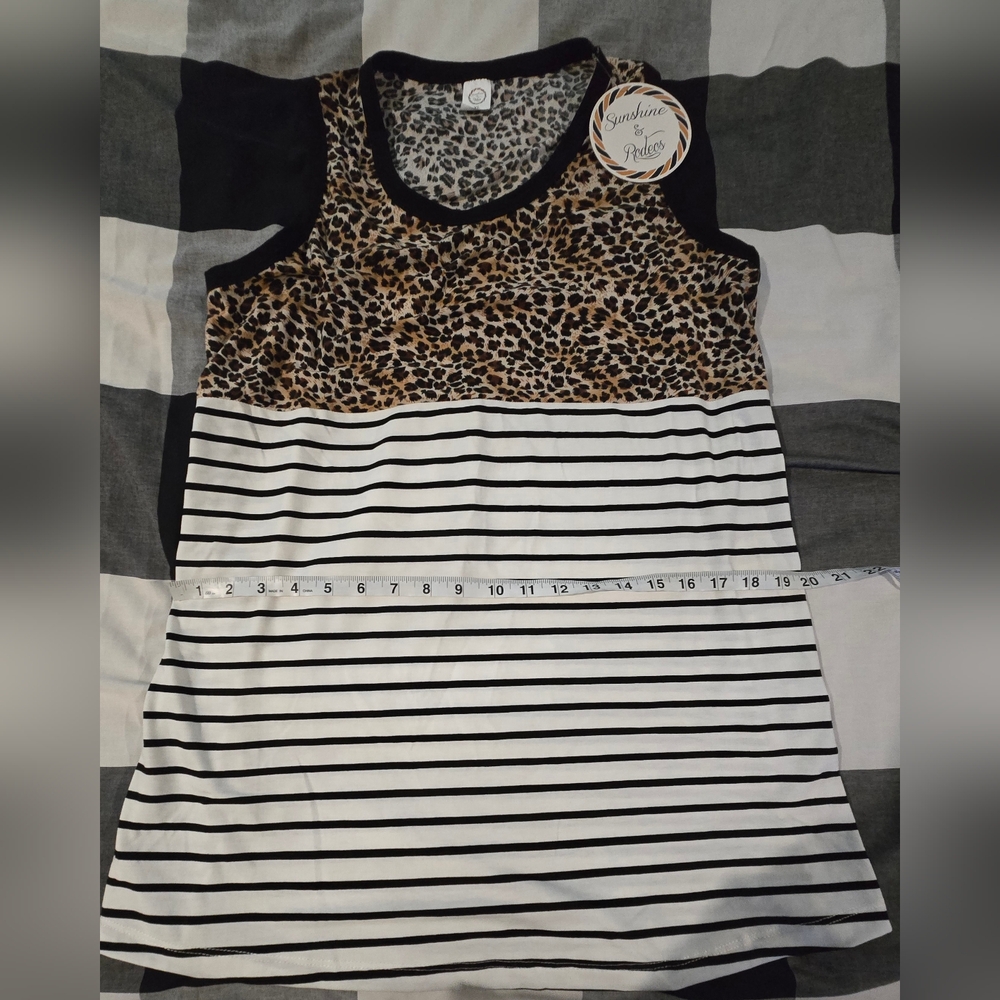 Sunshine & Rodeos Leopard and Striped Tank Top - Picture 5 of 7